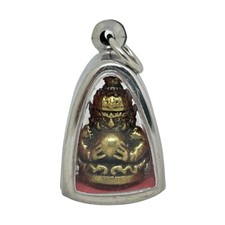 Phra Rahu Moon Eater God Gamble Lucky Attract Thai Amulet Pendant Stainless Case