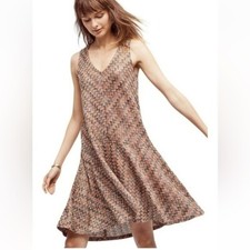 Anthropologie Maeve Dress XS Chevron Zig Zag Sleeveless Westwater V Neck Hi Low