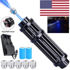 Adjustable High Power Blue Llight Burning Laser Pointer Visible Dot Torch Light