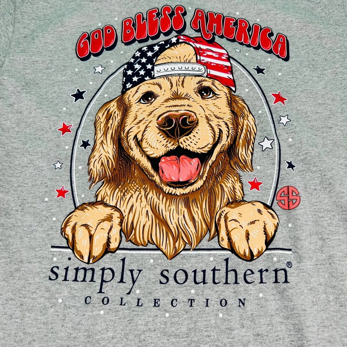 Simply Southern T Shirt Kids Unisex Boy Girl Youth Large Gray Dog