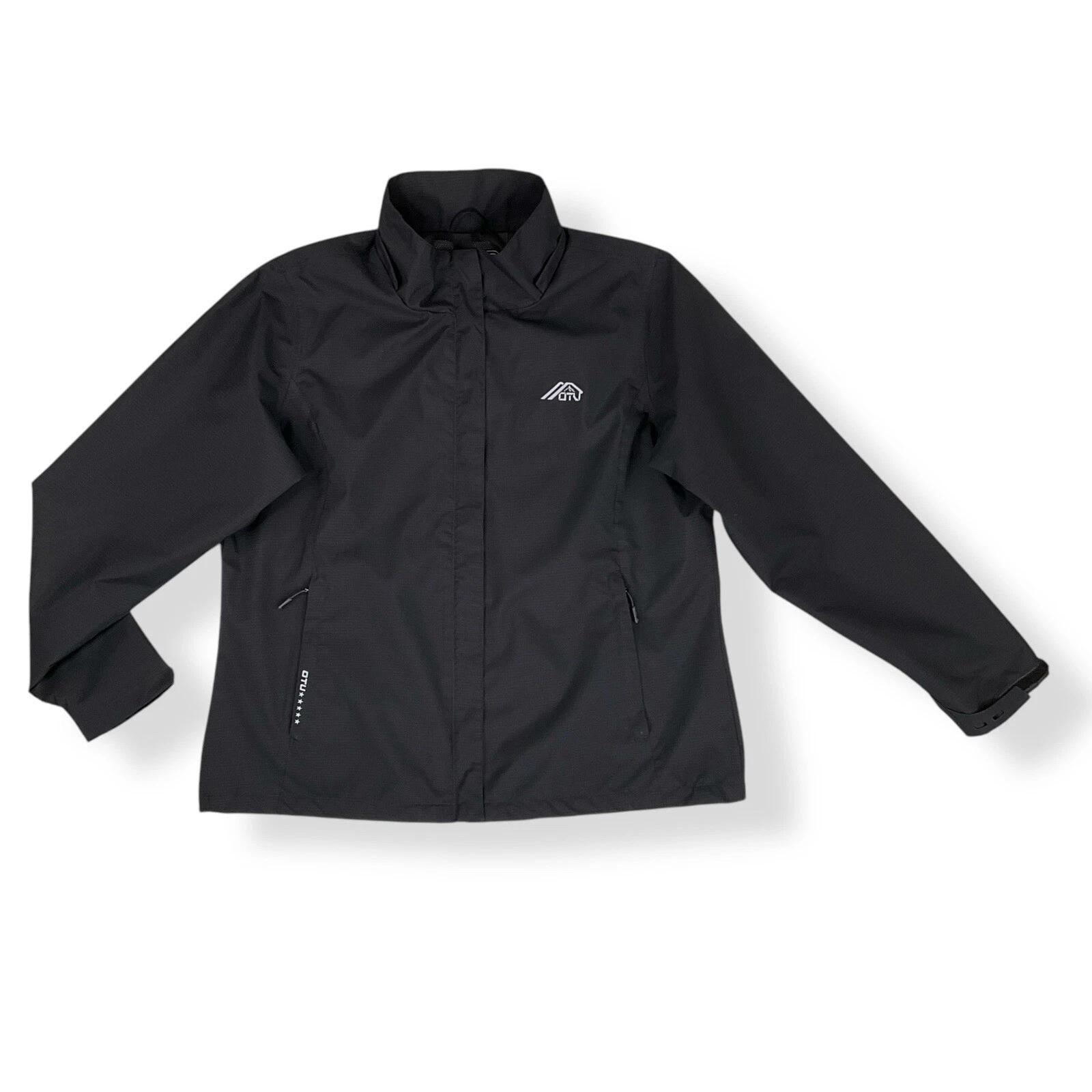 OTU Jacket Men XL Black Zip Ripstop Lightweight Water Resistant EUC