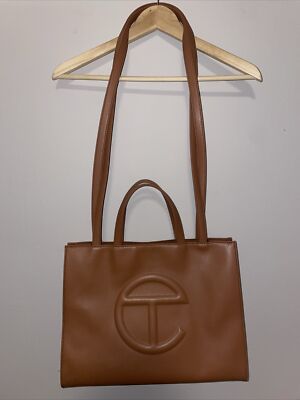 Telfar Medium Shopper Tote Bag Handbag Vegan Leather Crossbody /Brown