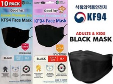Pack of 10 HappyLife Adults & Kids KF94 BLACK Face Mask Made in Korea Good Day