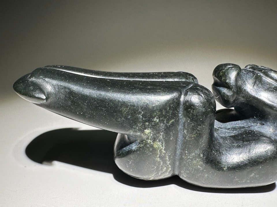 Good "Hong Shan" Culture Old Jade Carved Sun God "Ba Jian" Figure L 12.