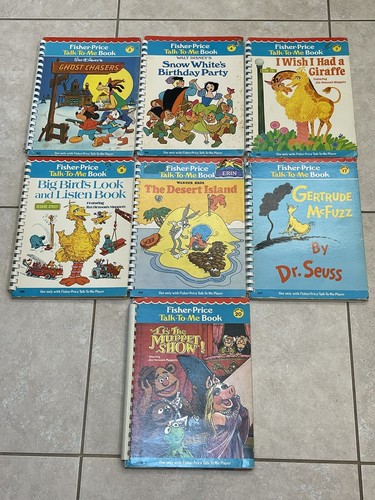 Lot Of 7 VTG 1970 Fisher Price TALK TO ME BOOKS Seuss Sesame Muppets Warner