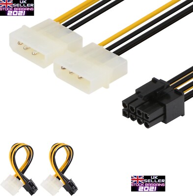J&D 8 Pin PCIe auf 2 x 4 Pin LP4 Molex Netzkabel Adapter (2er-Pack) (S413) 