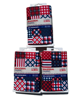 Patriotic Patchwork 44'' x 1 Yard 100% Cotton Precut Fabric, (Lot of 3 Yards)