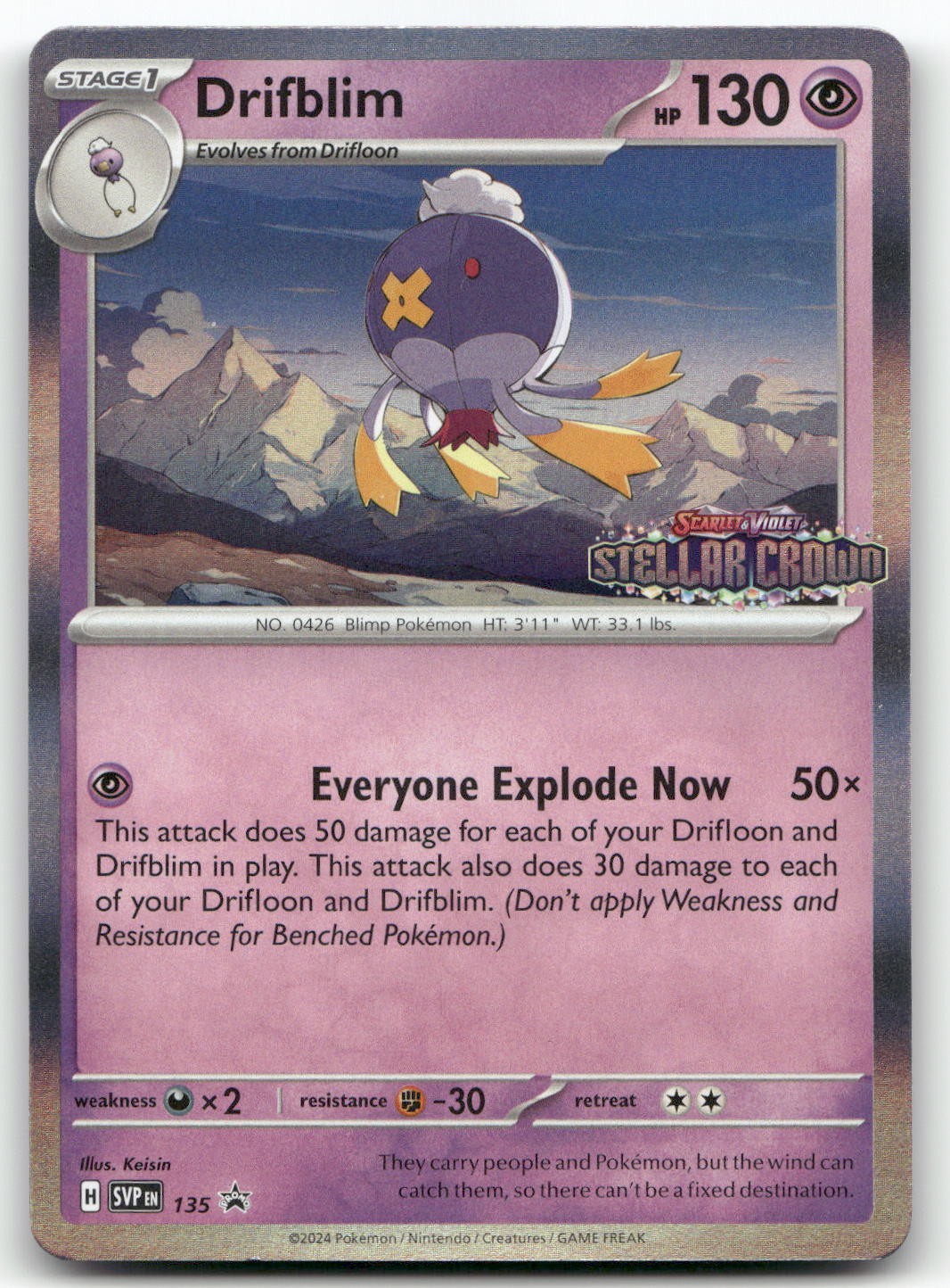 Drifblim - 135 #135 (Holo) (NM) SV: Scarlet & Violet Promo Cards SVP Pokemon