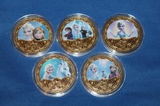GEFRORENES 5-TEILIGES GOLDFARBENES SOUVENIR-MÜNZENSET DISNEY 100 JAHRE