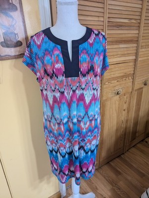 LAUNDRY BY SHELLI SEGAL Vibrant Geo Print Shift Tunic Dress M