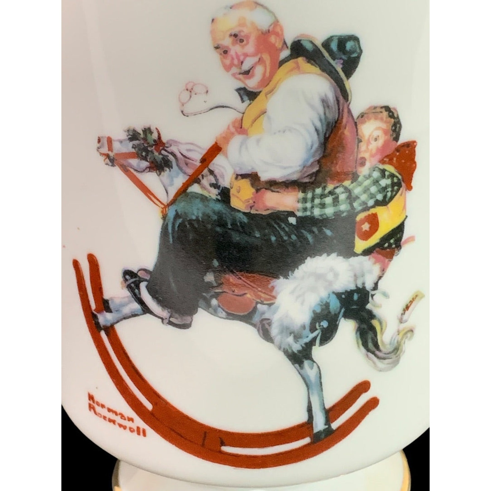 1981 Norman Rockwell Porcelain Pedestal Mug "Gramps at the Reins" The Danbury
