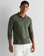 Quince Men Organic Cotton Long Sleeve Pique Polo Green S