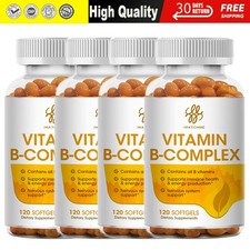 Vitamin B Complex 120 Capsules B1,B2,B3,B5,B6,B7,B9,B12, Immune Support Pills