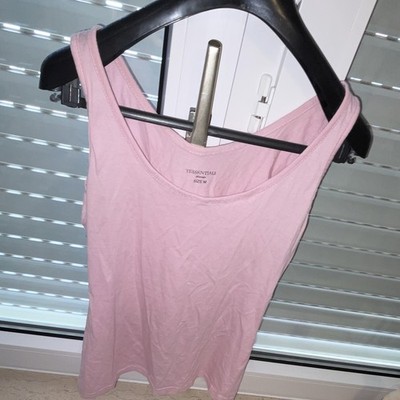 Essentials Damen Basic Top rosa Rundhals ärmellos breite Träger M
