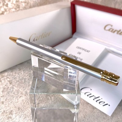 Cartier Kugelschreiber Santos Chrom & 18K Gold veredelte Details mit Box & Papieren