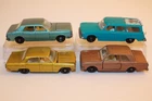 Four 1960's BPW Matchbox / Lesney Cars WAGONAIRE / DIPLOMAT / ZODIAC / CORTINA