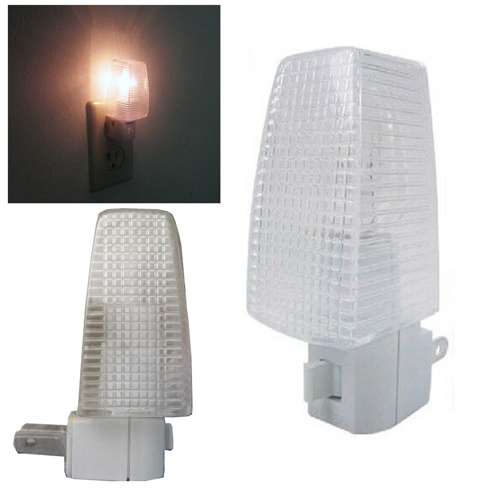 2 Pk Night Lamps Off/On Switch White LED Nite Wall Outlet Sa