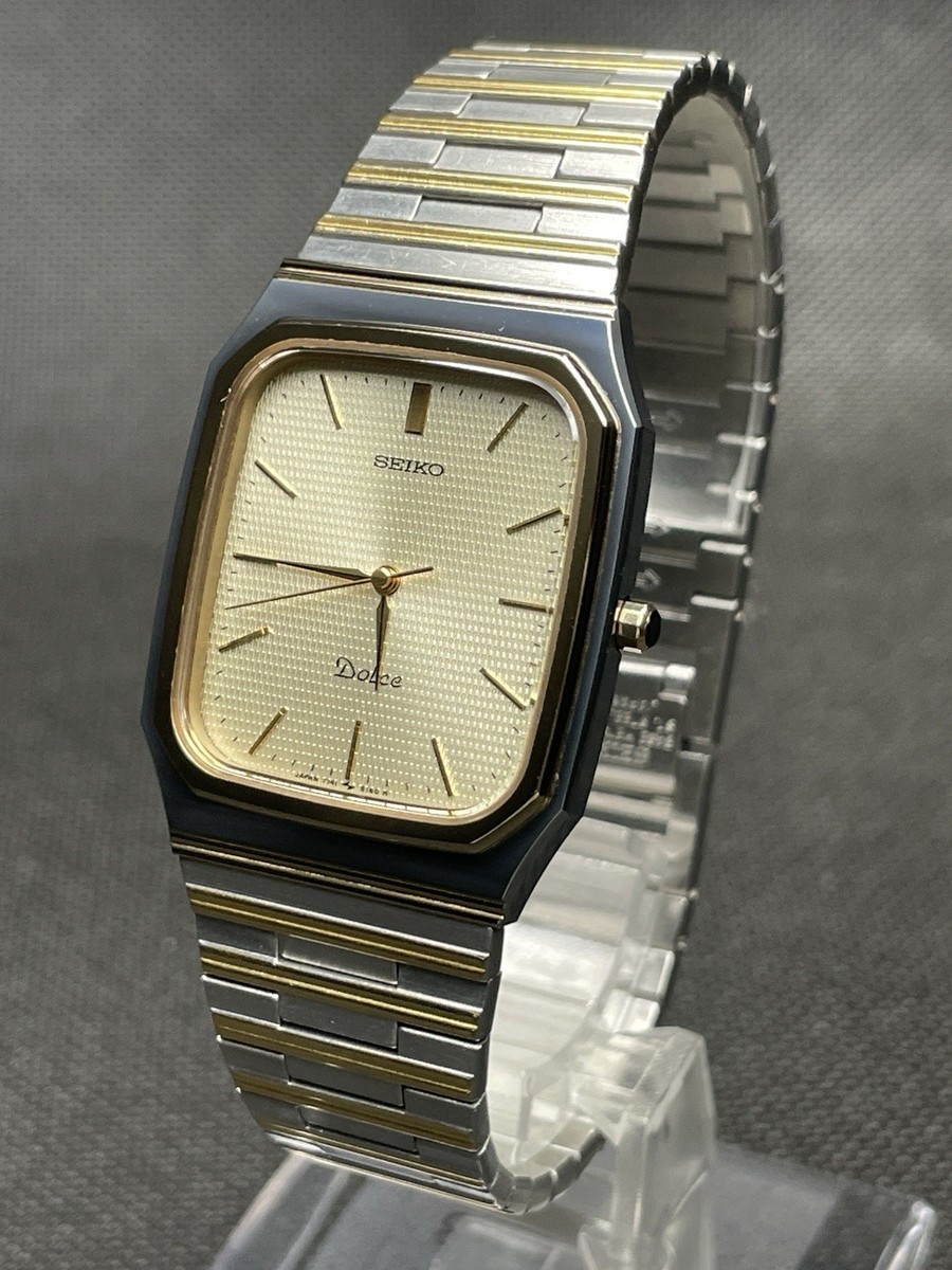 Near Mint] Vintage SEIKO DOLCE 7741-5130 Silver Rectangle Men