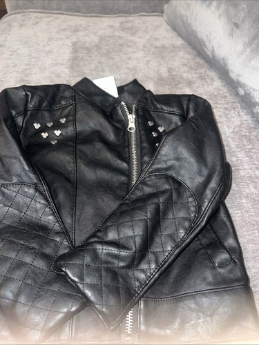 Disney Minnie Mouse Biker Jacket Girls Size 4 Faux Leather - Picture 1 of 8