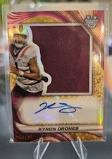 Kyron Drones 2024 Bowman Best Jumbo Relic Player Worn Patch Auto /99 RC VT QB