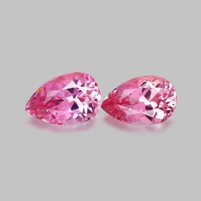 1.20cts/2pcs SPLENDID PEAR CUT NATURAL VIETNAM RICH ROSE PINK SPINEL PAIR