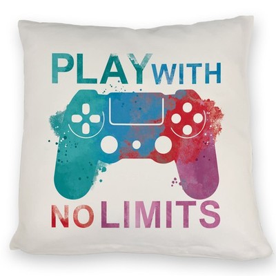 Game Controller Kissen mit Spruch Play with no limits