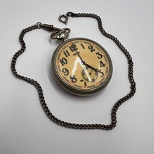 Molnija USSR Pocket Watch Bears Design Vintage Soviet Mechanical Collectible