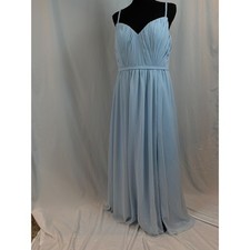 Azazie Sky Blue Chiffon Pleated Sweetheart Maxi Bridesmaid Dress A12 Formal Gown