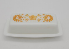 VTG Pyrex Butterfly Gold Butter Dish USA 