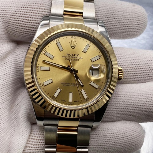 Rolex Datejust II 116333 Jaune Acier Doré Champagne Cadran Automatique Montre - Photo 2 sur 12