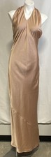 Show Me Your Mumu Women's Maxi Dress Champagne Satin Halter Low Back Slip M