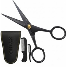 5" Beard  Mustache Scissors for Men, German Steel, Includes Combs, Grooming Kit