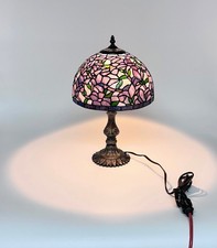 Tiffany Style Stained Glass Purple Magnolia Table Lamp