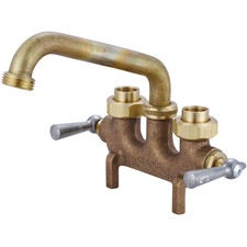 Cast Brass Laundry Faucet Utility Sink Dual-Handle Swivel Spout Rough Brass New