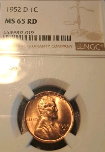 1952 D Lincoln Cent NGC MS65 RD