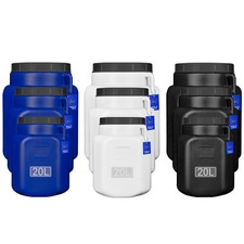 FIXKRAFT Eckiges Kunststofffass mit Deckel 10L – 50L Schwarz, Blau, Weiß 