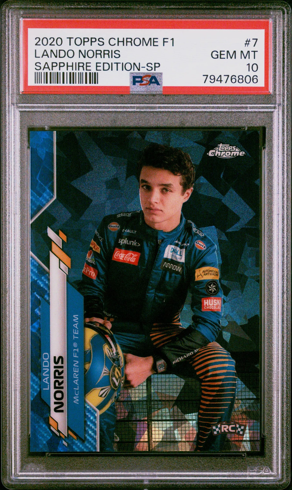 2020 Topps Chrome Formula 1 Sapphire Edition Lando Norris SP #7 PSA 10