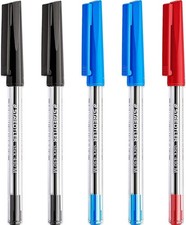 Staedtler 430M Ball Point Ballpoint Stick Pens Black, Blue, Red Pack of 10