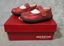 See Kai Run Jane II Girls Toddler Baby Shoes Size 5 Red Metallic