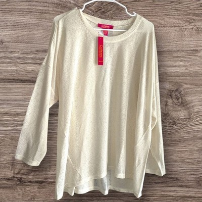Catherine Catherine Malandrino Drop Sheer Sweater Stone Women Plus
