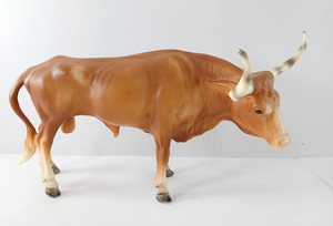 Vintage Breyer TEXAS LONGHORN BULL Mold #75 Matte Brown Beef Cattle Figure