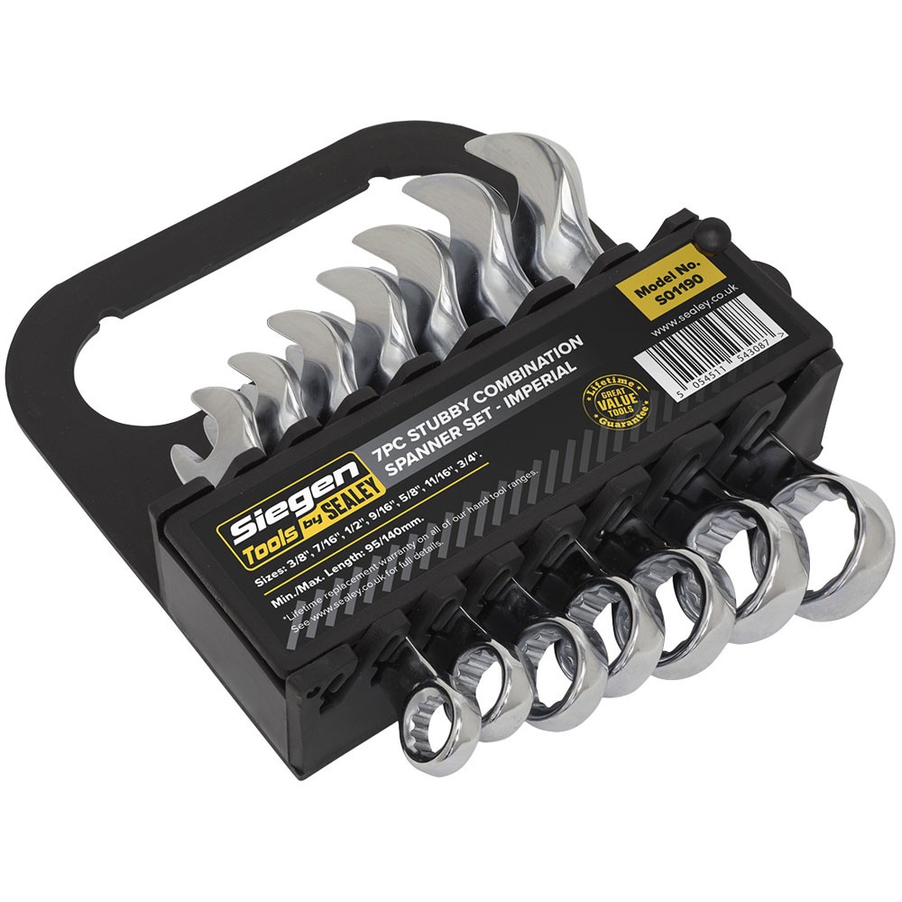 Siegen Combination Spanner Set 7pc Stubby Imperial