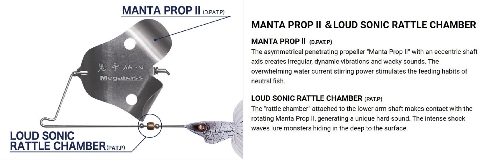 Megabass Jamaica Boa JR 3/8 oz Buzzbait Sinking Lure Chart Viper (4514) - Image 4