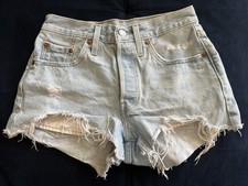 Levi's Women's 501 Original Premium High-Rise Shorts Size 25, light blue denim