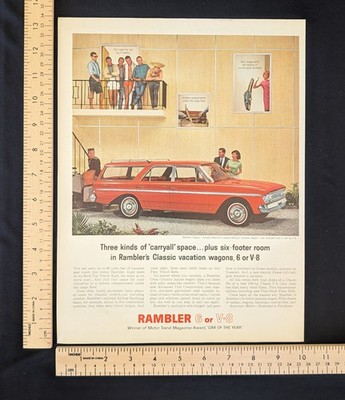 Vintage 1963 Rambler Classic vacation wagons Color Print Ad Full Page Car