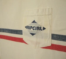 Rip Curl Retro Pocket Tee T-shirt Mens XL Retro Red Blue Striped Off-White