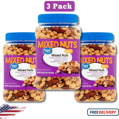 #ad Great Value Mixed Nuts with Peanuts 27 oz 3 Pack $17.50