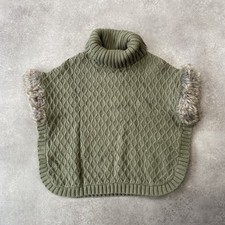 Aspen Kids Jumper Kids Medium Vintage Chunky Knit Knitted Capelet Sweater, Green