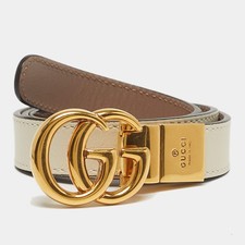 Gucci GG Marmont 70 CM Reversible Slim Buckle Belt CreamDusty Pink Leather