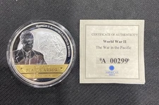 World War in the Pacific 1939-1945 Pearl Harbor Comm Coin Silver & Gold Plated